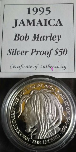 Bob Marley 1995 Silver $50 Dollar Jamacia Coin Royal Uk Rare