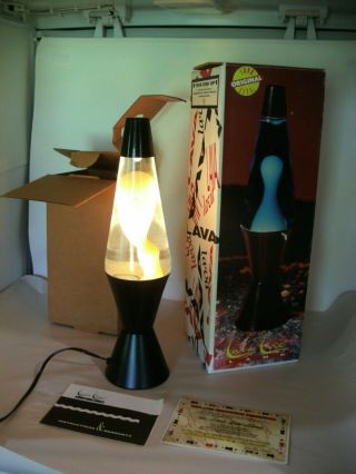 Vintage Lava Lamp Black Base Glass Case Lite Retro W/box,  Made In U.  S.  A