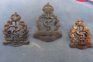 Ww Ii/pre Ww Ii Cap & Collar Badges To The Royal Canadian Army Medical Corps