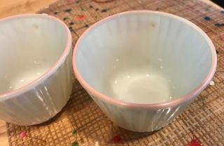Vintage MacBeth Evans Petalware Cremex Cups & Saucers (6) - Pastel Stripe Glass 5