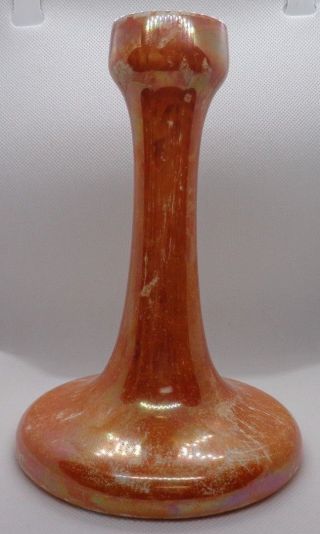 Ruskin Vintage Orange Lustre Candlestick 1931