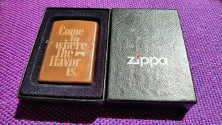 Vintage Zippo Marlboro Copper Lighter Cigarette Come To Where The Flavor Is