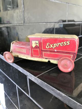 GELY early 1920’s Express Van Tin Car VIntage Toy Made In Germany RARE 4