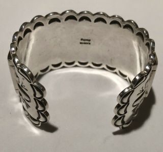 Vintage Navajo Stunning Sterling Silver Signed Thompson Cuff Bracelet 2