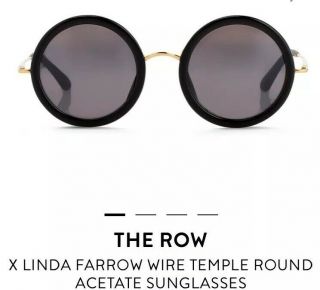 Linda Farrow The Row Round Black Gold Sunglasses 8C1 Celebrity 80’s Style RARE 4