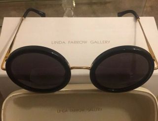 Linda Farrow The Row Round Black Gold Sunglasses 8C1 Celebrity 80’s Style RARE 7