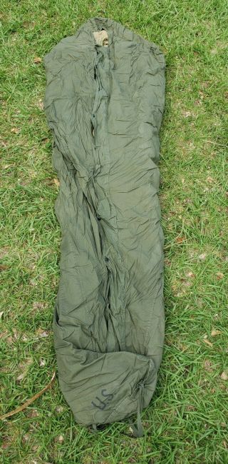 Vintage Us Military Down Mountain Mummy Sleeping Bag M - 1949,  Case M1945,  Wp Bag