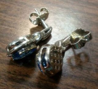 LORENZO STERLING Silver 18K & Blue TOPAZ Large Oval DANGLE Pierced EARRINGS 5