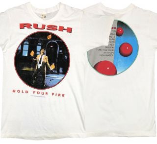 Vintage Rush Tour T Shirt 1987 Hold Your Fire Men’s Size Small 80s Concert Tee