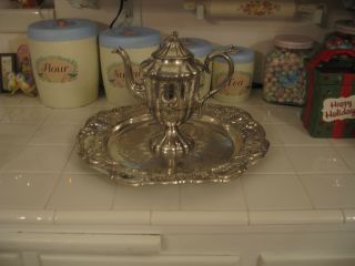 Antique Silver Plate Ornate Coffee/tea Pot With Etched Design