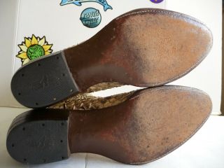 Vintage Men ' s 100 Snake Skin Leather Exotic Cowboy Hand Made Boots.  Size 11 D 12