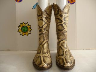 Vintage Men ' s 100 Snake Skin Leather Exotic Cowboy Hand Made Boots.  Size 11 D 4