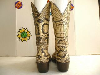 Vintage Men ' s 100 Snake Skin Leather Exotic Cowboy Hand Made Boots.  Size 11 D 8