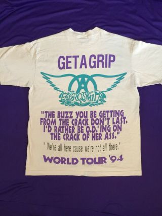 Rare Vintage Aerosmith GET A GRIP 94 World Tour Concert T - Shirt Mens 2