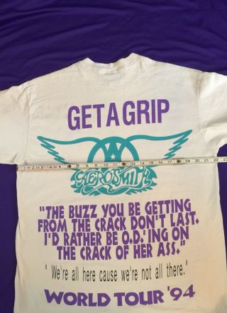 Rare Vintage Aerosmith GET A GRIP 94 World Tour Concert T - Shirt Mens 4