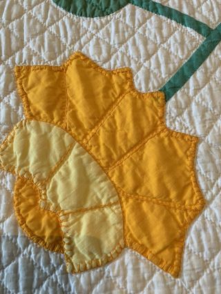 Vintage Applique Floral Quilt Hand Sewn Stitched 70 x 71”.  Double/Full Handmade 3
