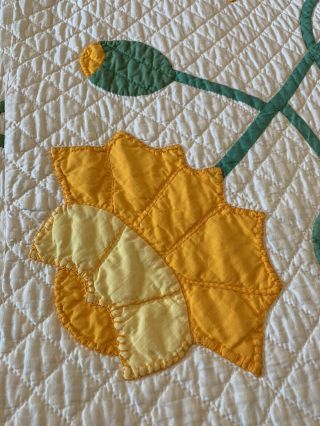 Vintage Applique Floral Quilt Hand Sewn Stitched 70 x 71”.  Double/Full Handmade 5