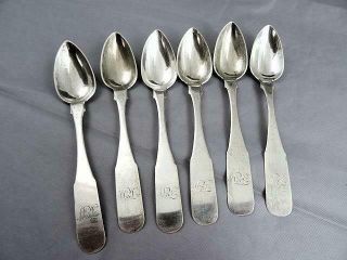6 Antique Coin Silver Teaspoons By William Miller Philadelphia Pa Ca 1810