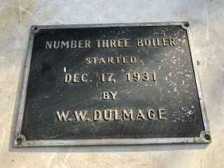 Vtg Boiler Plaque Steam Wall Door Furnace Dulmage 1931 1930s Number 3 Building