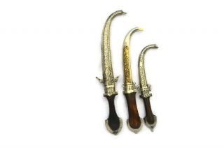 3 Vintage Jambiya Koummya Dagger Knife Islamic Berber Khanjar Moroccan Arabic