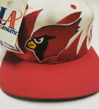 Nwt Vtg 90s Logo Athletic Arizona Cardinals Sharktooth Snapback Hat White Red
