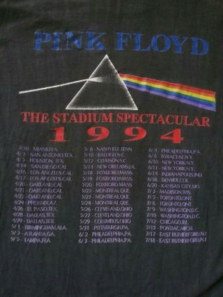 Pink Floyd Shirt Vintage 1994 North American Tour Black Men ' s size L/XL 4