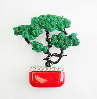 Rare Vintage Bonsai Tree Pin Brooch By Art Deco Inc