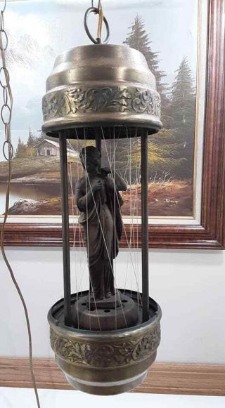 Vintage Greek Goddess Mineral Oil Rain Drip Drop Hanging Swag Lamp Light 18 Inch