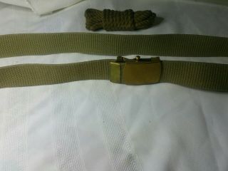 Ww2 Us Army Khaki M1937 Uniform Trouser Pants Dress Web Belt Solid Brass Buckle