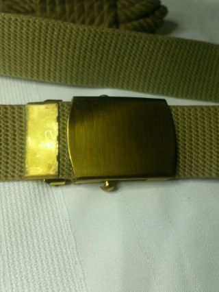 WW2 US Army Khaki M1937 Uniform Trouser Pants Dress Web Belt Solid Brass Buckle 2