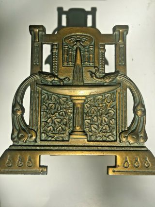 Art Nouveau Brass Sliding Book Rack Bookends Antique Vintage Adjustable