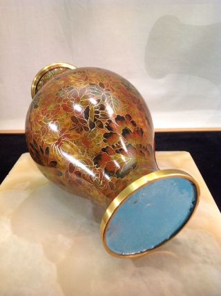 Vintage Chinese Asian Cloisonne Enameled Bronze Vase Earth Tone Floral Jingfa 6