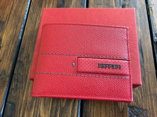 Ferrari Red Leather Wallet Extremely Rare Made In Italy