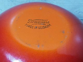 DESCOWARE Vintage Bean Pot w/Lid Flame Orange Enamel Cast Iron 3 Qt.  Belgium 8