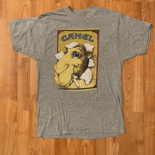 Joe Camel Vintage Rayon Tri Blend T Shirt Cigarettes Smoking 1980s Logo Soft L