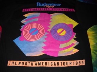 ROLLING STONES STEEL WHEEL NORTH AMERICAN TOUR 1989 VTG CONCERT BLACK T - SHIRT XL 3