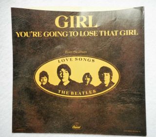 ULTRA RARE Beatles Promo 45 GIRL Capitol 4506 - 1977 Record Picture Sleeve EXC 6