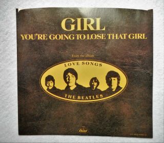 ULTRA RARE Beatles Promo 45 GIRL Capitol 4506 - 1977 Record Picture Sleeve EXC 7