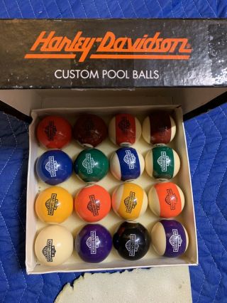 Harley Davidson Vintage Billiards Balls Full Set 1995 Antique