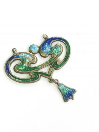 Vintage Hallmarked Silver Enamel Pendant Old Art Nouveau Project Restroration