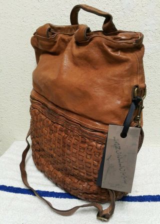 Langellotti Brown Distressed Vintage Woven Leather Large Tote/ Shoulder Bag 6