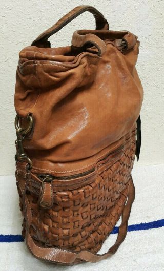 Langellotti Brown Distressed Vintage Woven Leather Large Tote/ Shoulder Bag 7