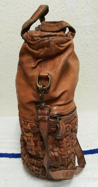 Langellotti Brown Distressed Vintage Woven Leather Large Tote/ Shoulder Bag 8
