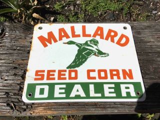 Vintage Porcelain Mallard Seed Corn Dealer Advertising Feed Store Sign