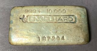 Vintage Engelhard 10 Oz.  999,  Silver Bar Hand Poured Bull Logo 187294
