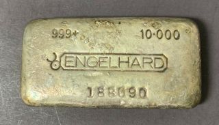 Vintage Engelhard 10 Oz.  999,  Silver Bar Hand Poured Bull Logo 188090