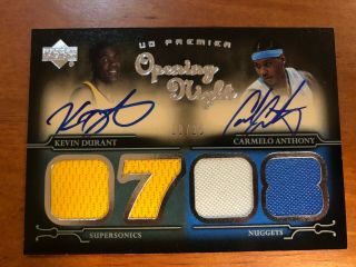 Kevin Durant Carmelo Anthony 2008 Upper Deck Premier Dual Auto Jersey /25 Rare