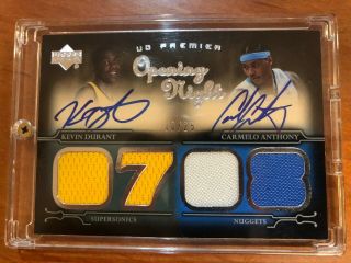 Kevin Durant Carmelo Anthony 2008 Upper Deck Premier Dual Auto Jersey /25 Rare 4