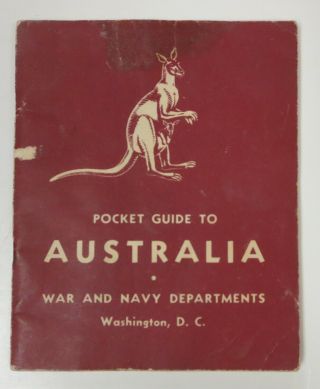 1943 Dated Ww2 Vintage Us Gi Issue Pocket Guide To Australia Booklet & Worn