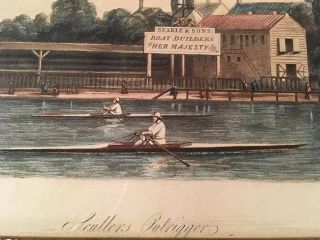 Antique / Vintage Rowing / Regatta Print “ Scullers Outriggers” Leander.  Henley 3